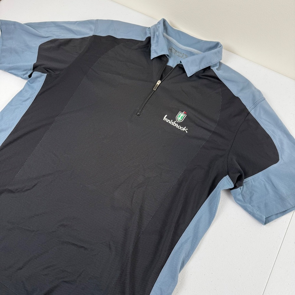 Nike Golf Fit Dry Quarter Zip Polo Shirt Mens Medium Black Blue Innisbrook Logo